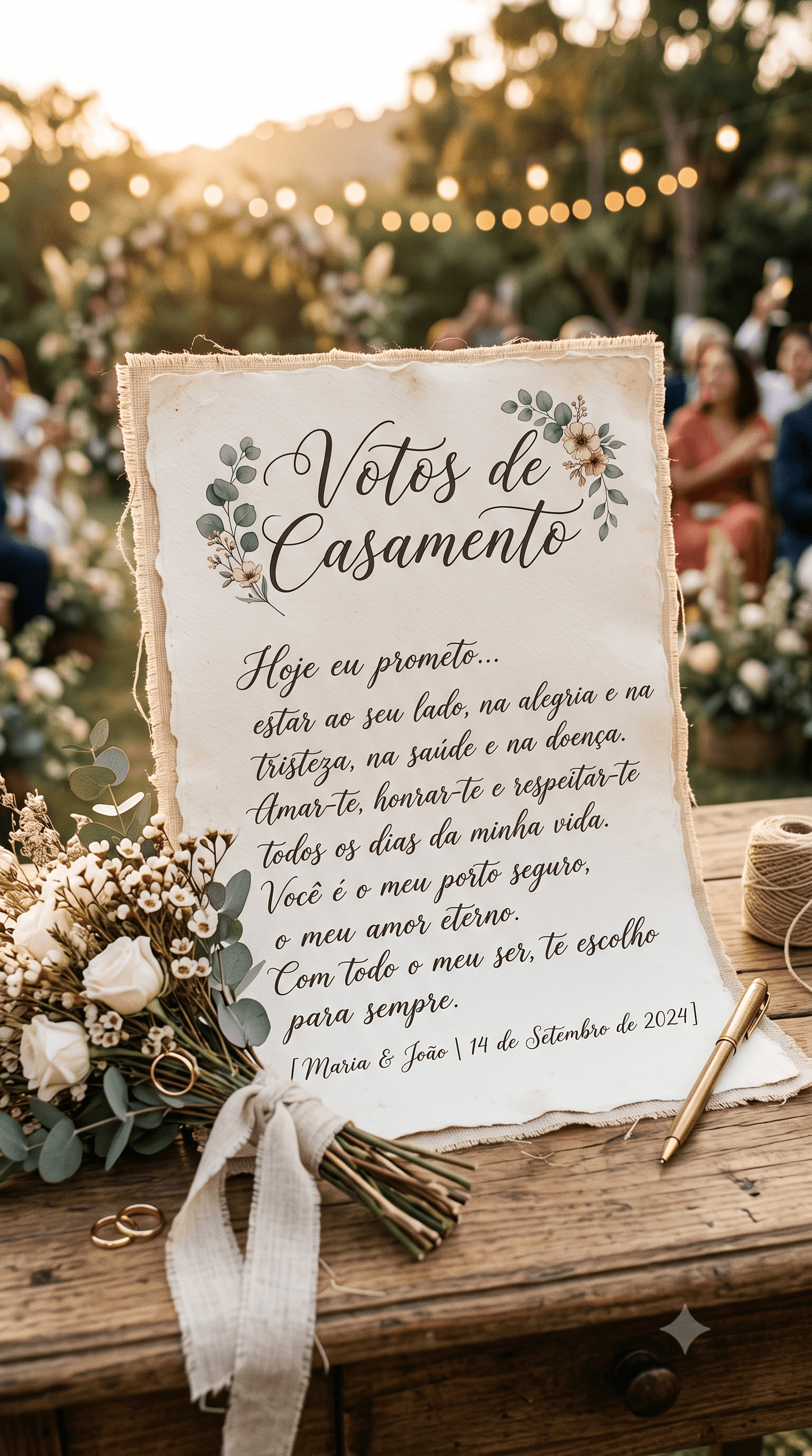 Ler os votos do noivo antes da cerimônia.
